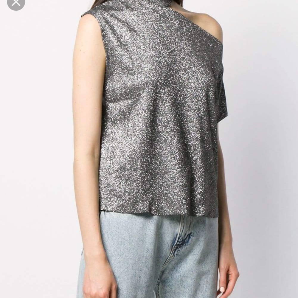 RTA Axel Silver off shoulder top